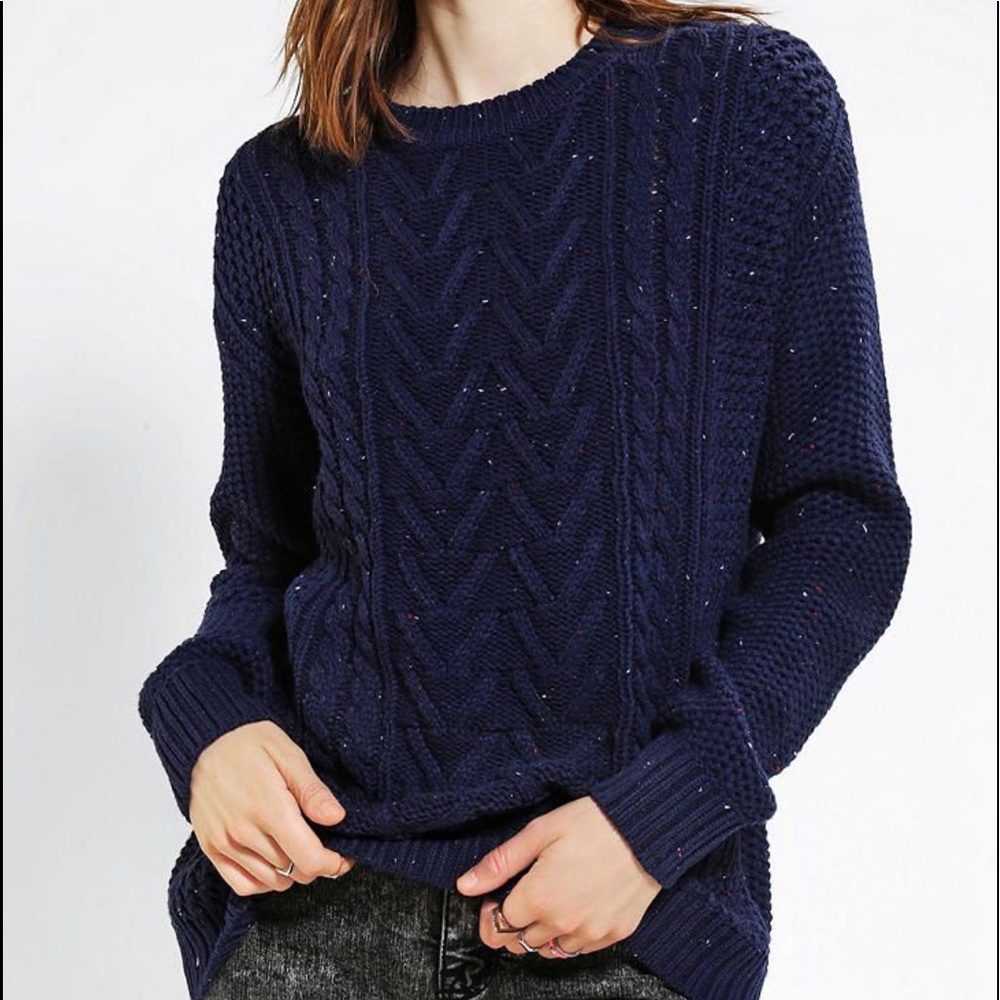 Urban Outfitters BDG cable sweater in Navy